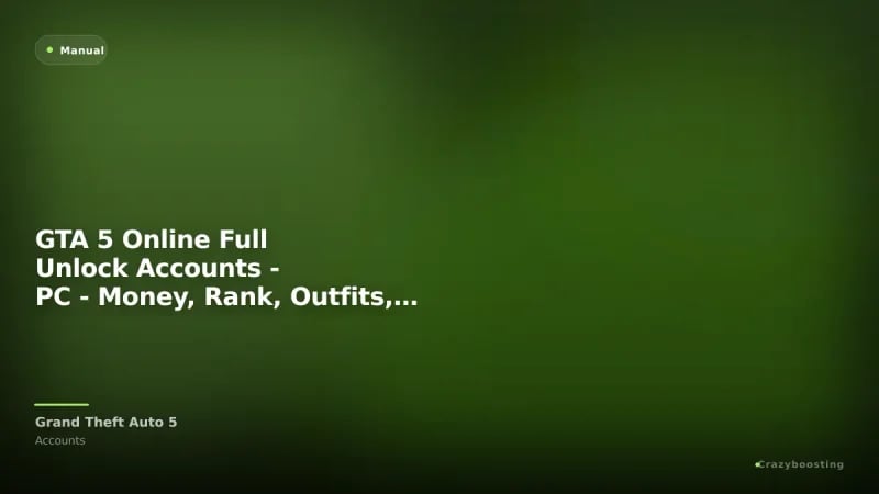 GTA 5 Online Full Unlock Accounts - PC - Money, Rank, Outfits, Cars